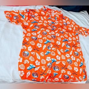 New York Islanders Hawaiian Button Up Shirt Adult XL - SGA - NHL Hockey